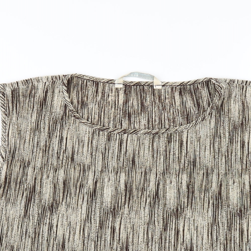 AMARANTO Womens Brown Polyester Basic Tank Size 20 Round Neck