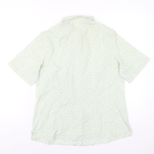 EWM Womens Green Floral Polyester Basic Button-Up Size 12 Collared