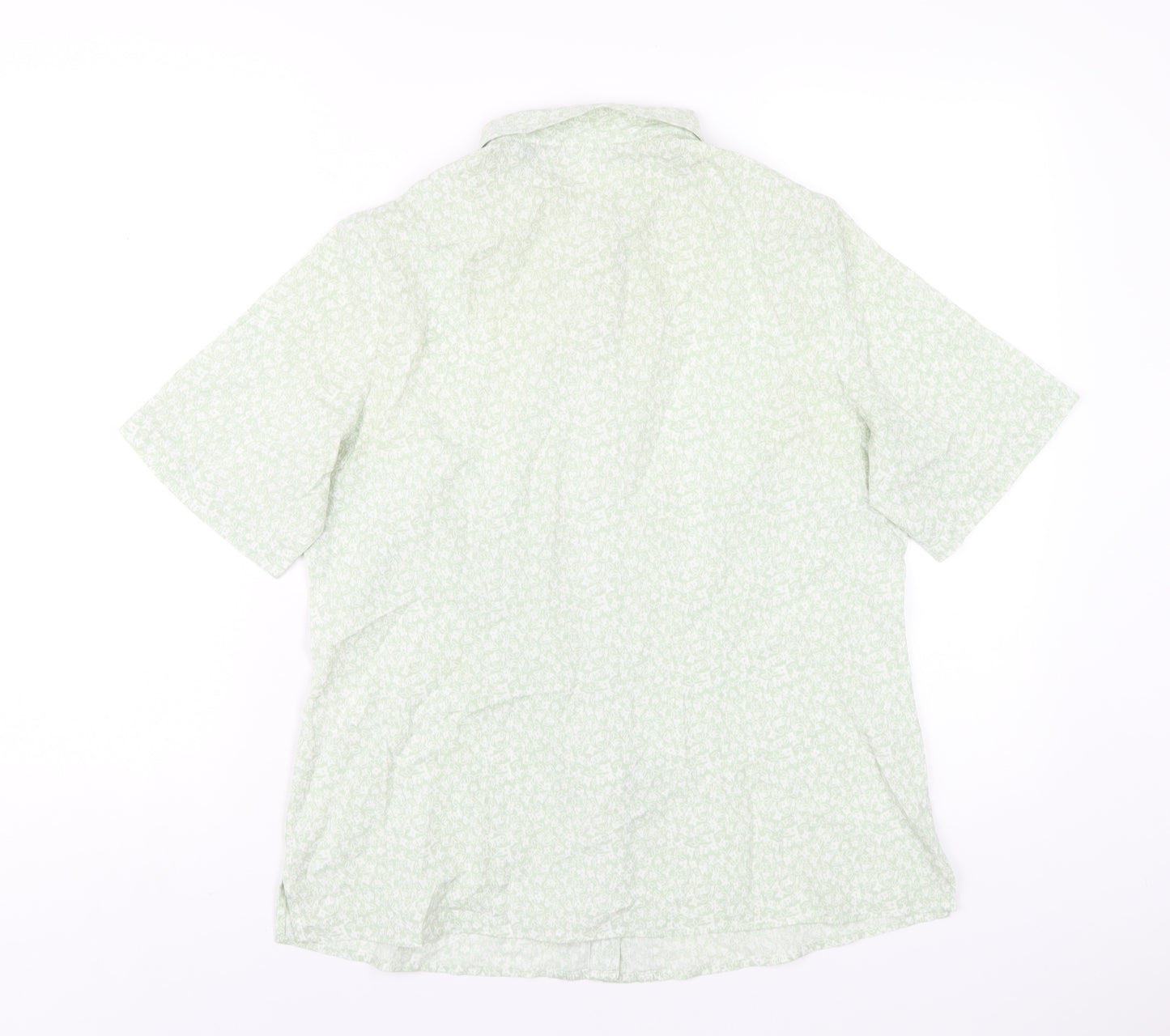 EWM Womens Green Floral Polyester Basic Button-Up Size 12 Collared