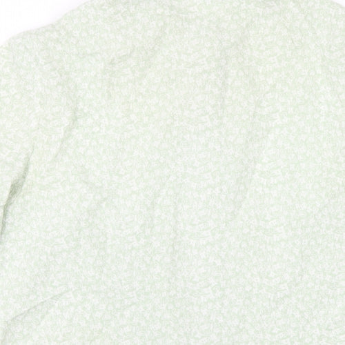 EWM Womens Green Floral Polyester Basic Button-Up Size 12 Collared