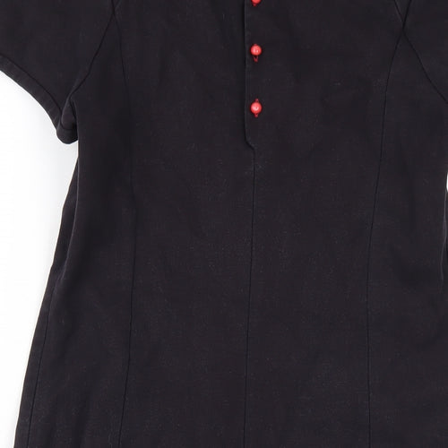 Sonia Rykiel Womens Blue Cotton A-Line Size 12 Round Neck Zip