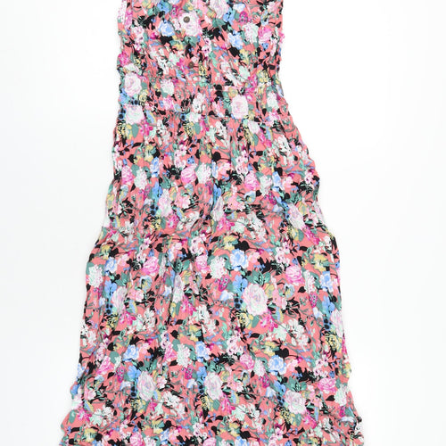 Boohoo Womens Pink Floral Viscose A-Line Size L Off the Shoulder Pullover