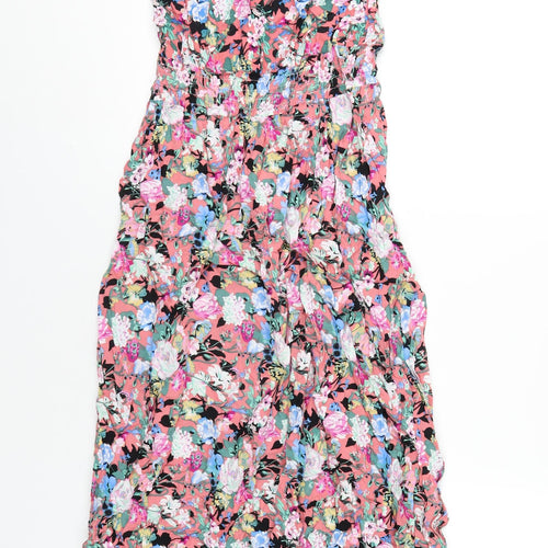 Boohoo Womens Pink Floral Viscose A-Line Size L Off the Shoulder Pullover
