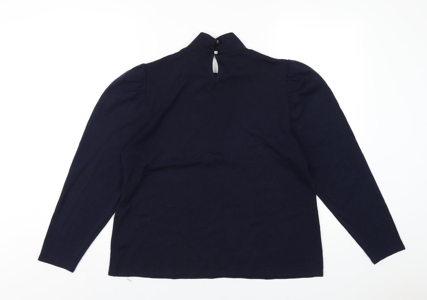 M&Co Womens Blue Polyethylene Basic T-Shirt Size 18 Mock Neck