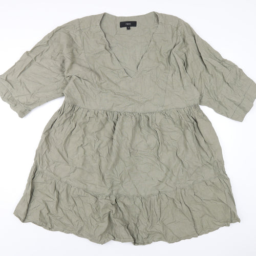 NEXT Womens Green Viscose A-Line Size 12 V-Neck Pullover
