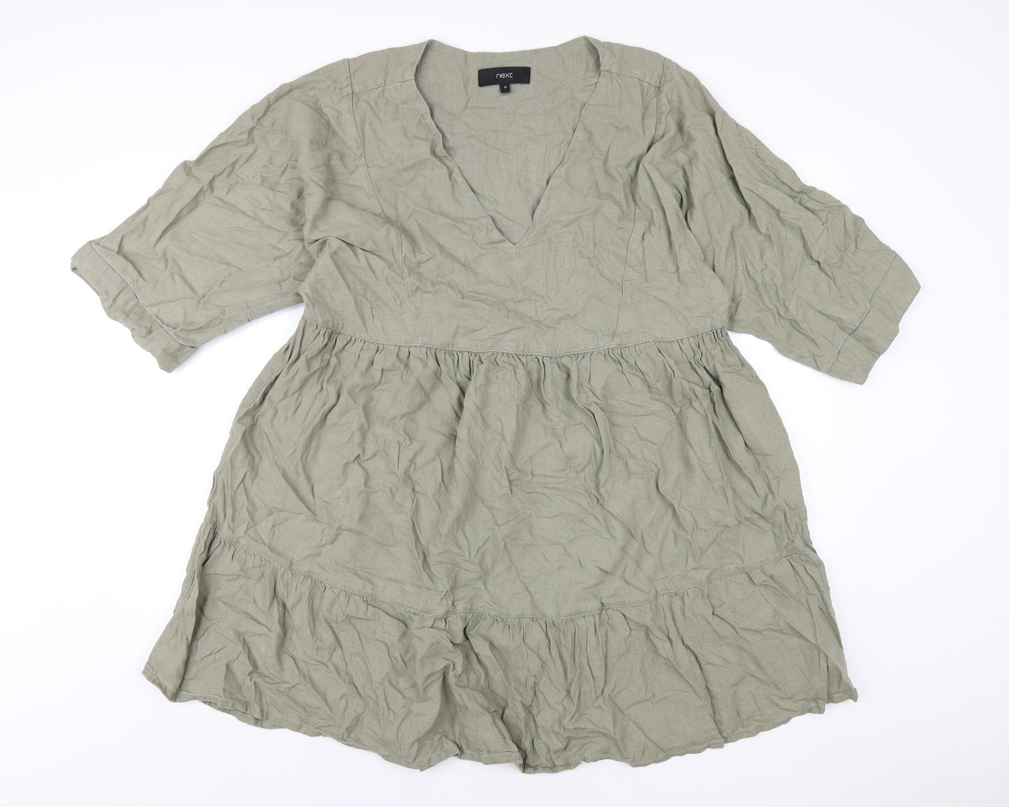 NEXT Womens Green Viscose A-Line Size 12 V-Neck Pullover