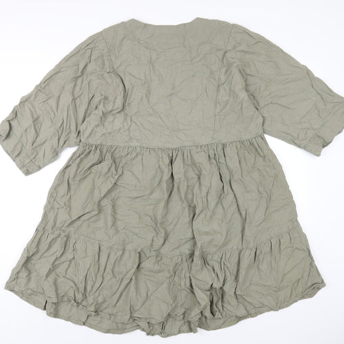 NEXT Womens Green Viscose A-Line Size 12 V-Neck Pullover