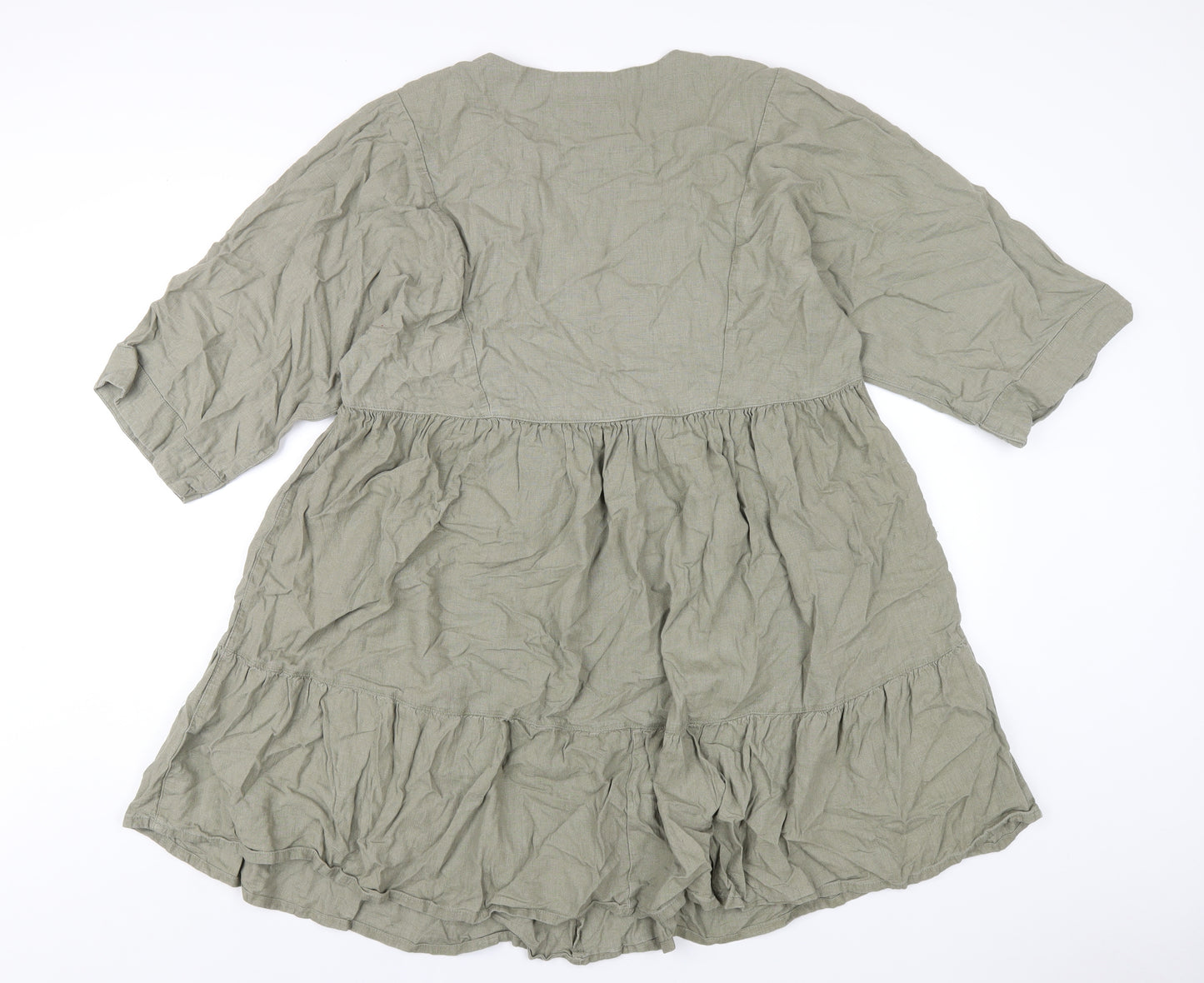 NEXT Womens Green Viscose A-Line Size 12 V-Neck Pullover