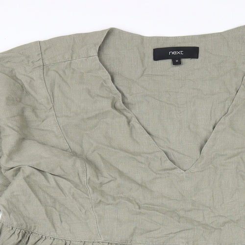 NEXT Womens Green Viscose A-Line Size 12 V-Neck Pullover