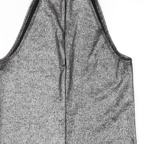 Motel Womens Silver Polyester Bodycon Size M Round Neck Zip