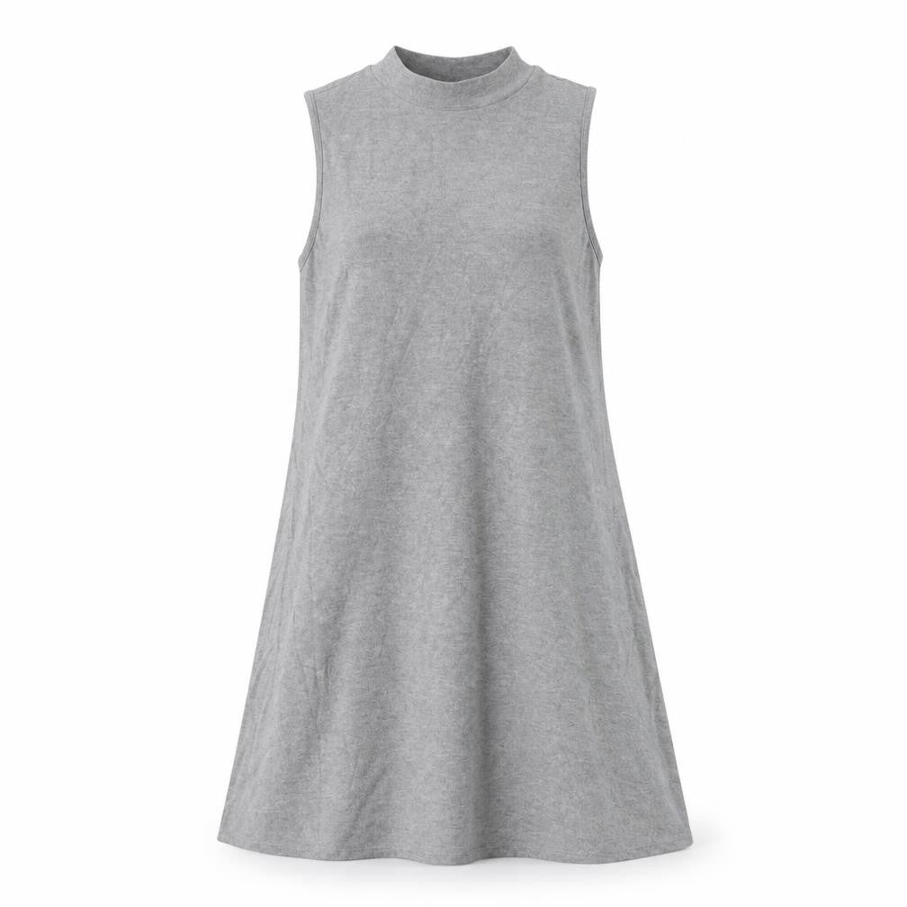 Front view of Topshop women’s grey polyester a-line, size UK 10, mock neck pullover
