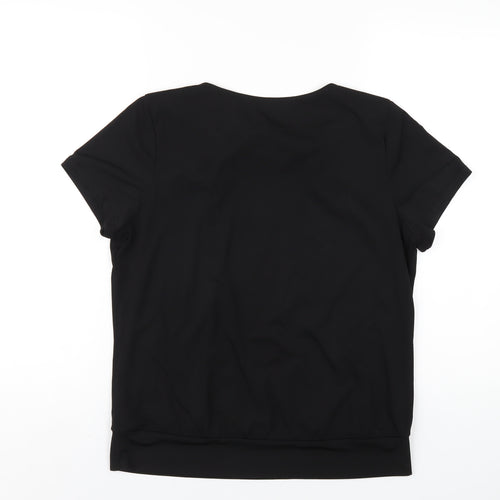 Bonmarché Womens Black Polyester Basic T-Shirt Size 12 Round Neck