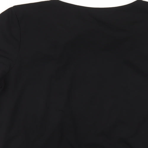 Bonmarché Womens Black Polyester Basic T-Shirt Size 12 Round Neck