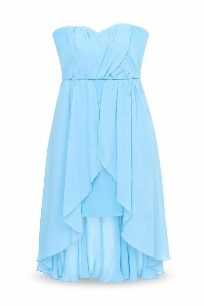 Front view of Red Herring women’s blue polyester a-line, size UK 10, sweetheart zip