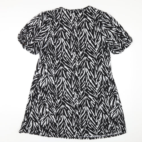 Capsule Womens Black Geometric Polyester A-Line Size 16 Scoop Neck Pullover