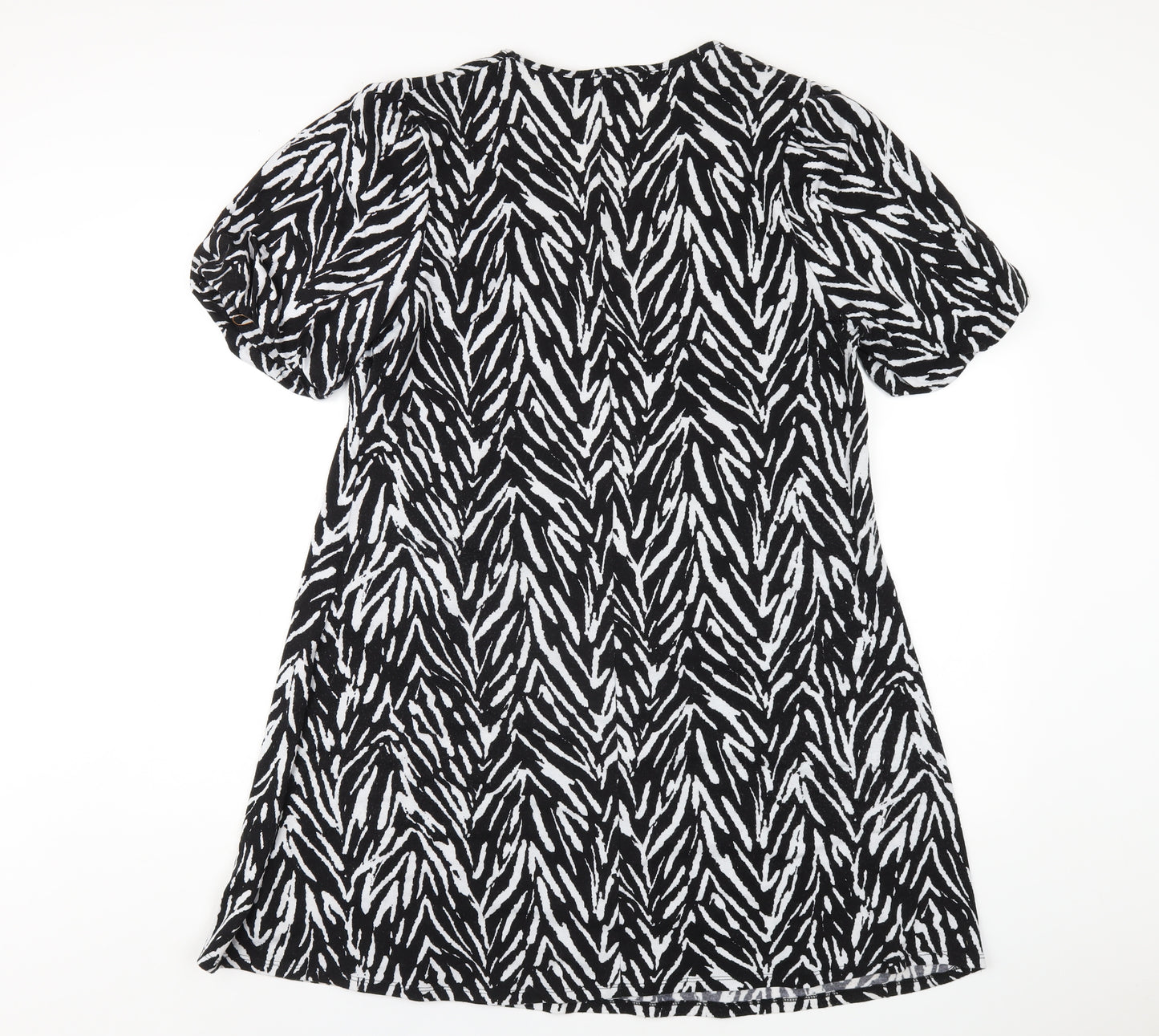 Capsule Womens Black Geometric Polyester A-Line Size 16 Scoop Neck Pullover