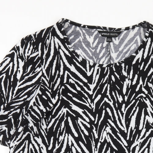 Capsule Womens Black Geometric Polyester A-Line Size 16 Scoop Neck Pullover