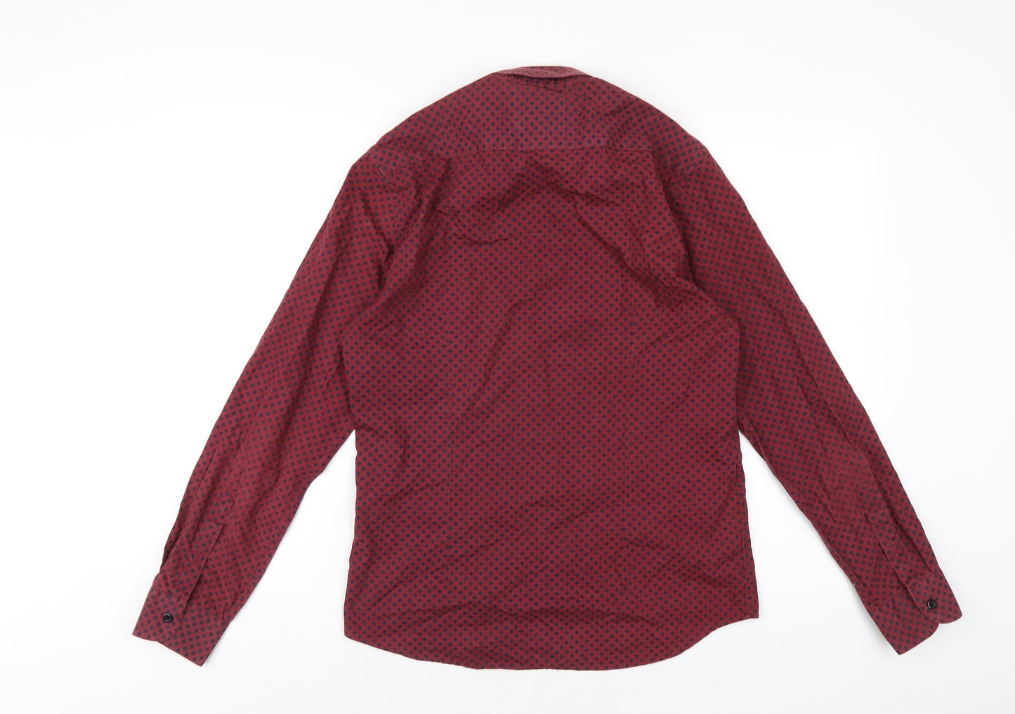 Burton Mens Red Geometric Cotton Button-Up Size S Collared Button