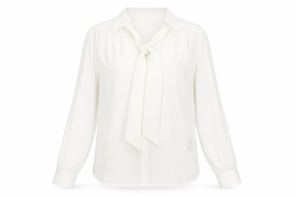 Front view of Marks & Spencer women’s white polyester basic button-up, size UK 8, v-neck