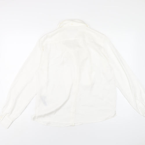 Marks and Spencer Womens White Polyester Basic Button-Up Size 8 V-Neck