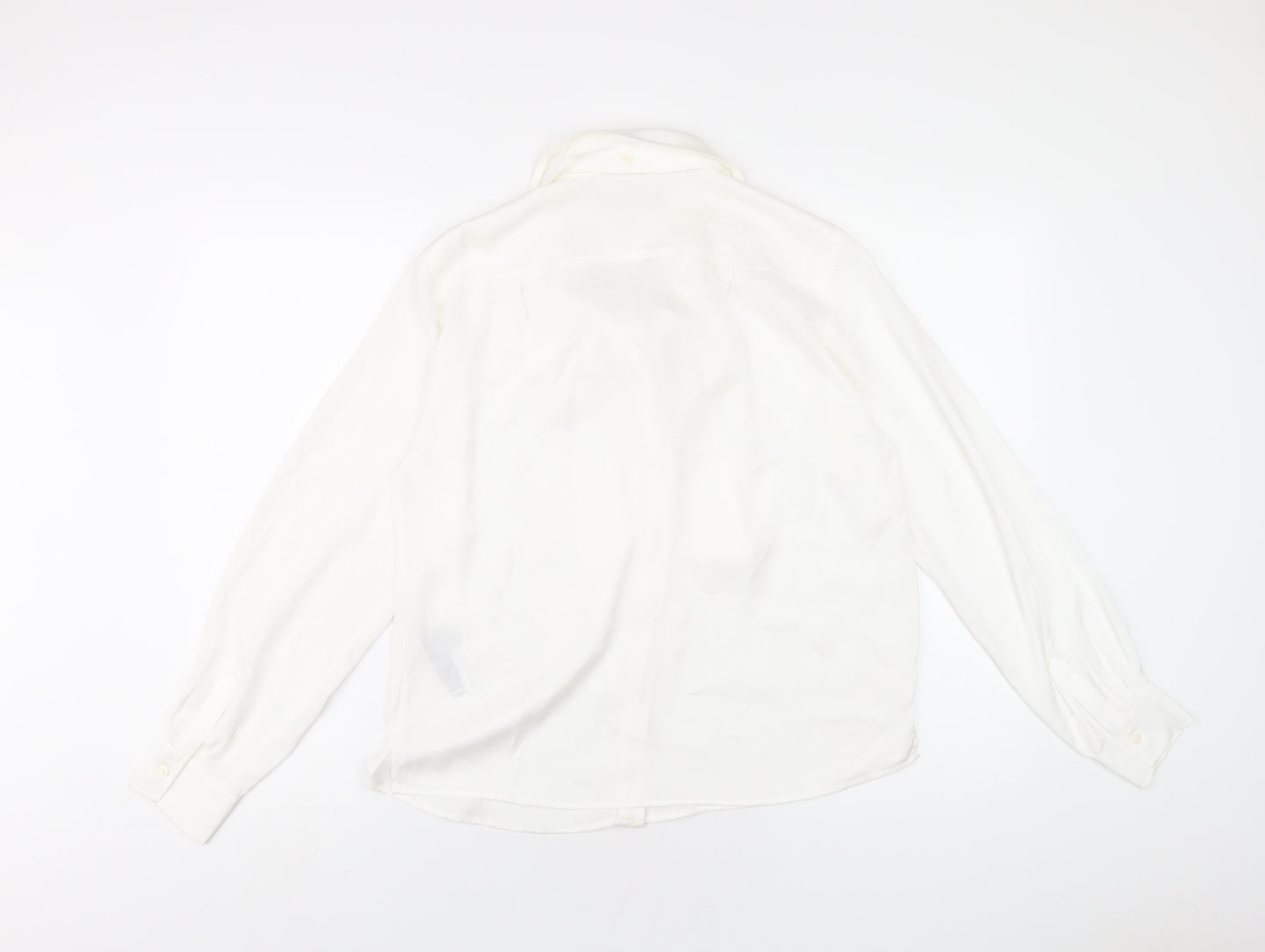 Marks and Spencer Womens White Polyester Basic Button-Up Size 8 V-Neck