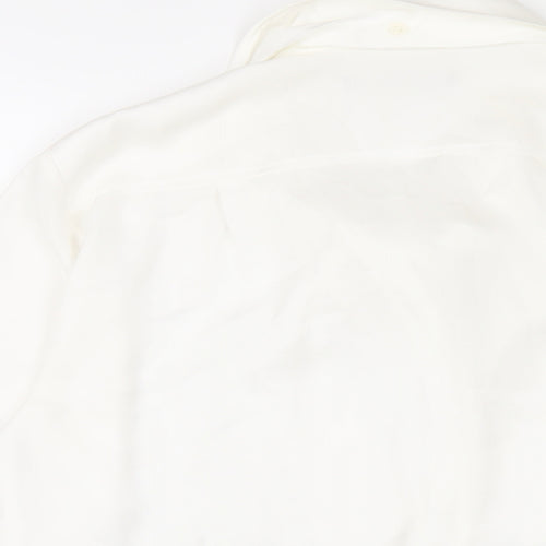 Marks and Spencer Womens White Polyester Basic Button-Up Size 8 V-Neck