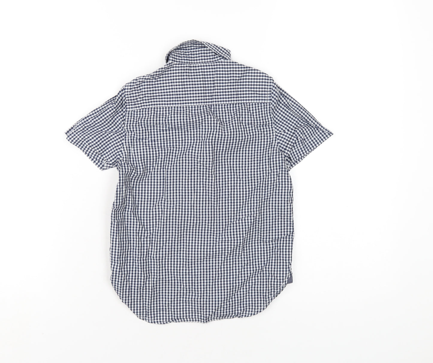 NEXT Boys Blue Check Cotton Basic Button-Up Size 6 Years Collared Button