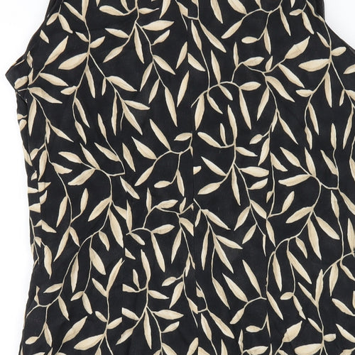 Marks and Spencer Womens Black Geometric Viscose Tank Dress Size 14 V-Neck Zip