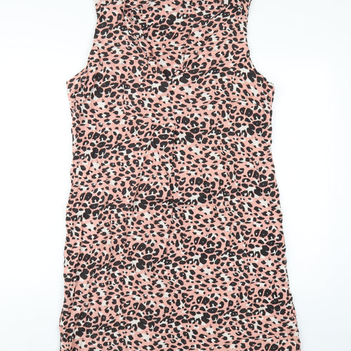 Principles Womens Pink Geometric Viscose Tank Dress Size 16 V-Neck Pullover