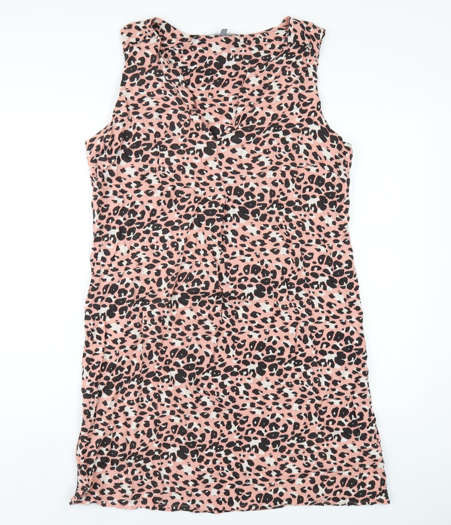 Principles Womens Pink Geometric Viscose Tank Dress Size 16 V-Neck Pullover