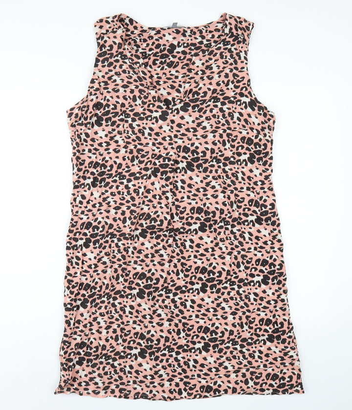 Principles Womens Pink Geometric Viscose Tank Dress Size 16 V-Neck Pullover