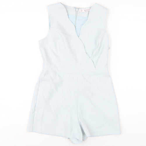 Miss Selfridge Womens Blue Polyester Playsuit One-Piece Size 8 Zip