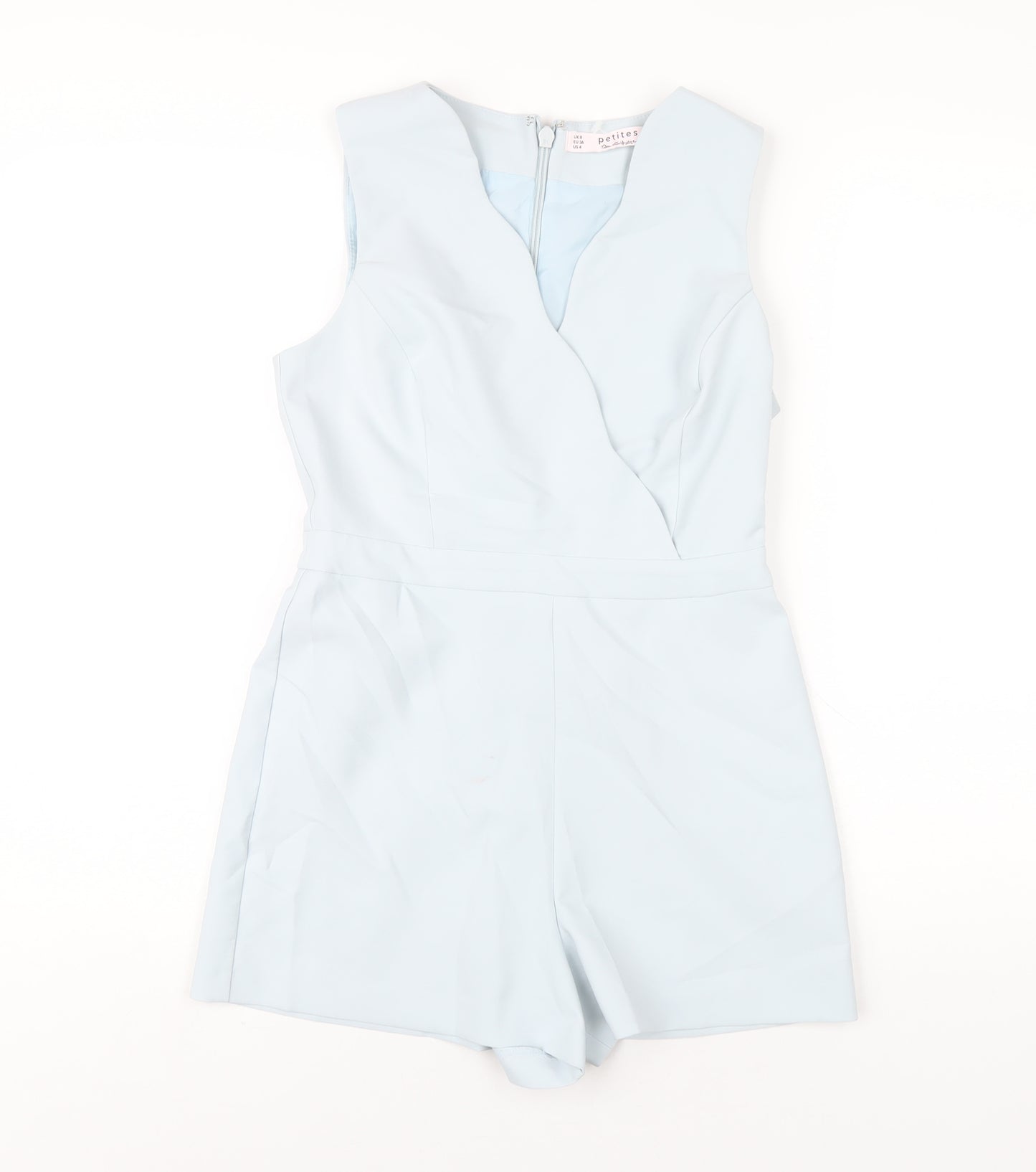 Miss Selfridge Womens Blue Polyester Playsuit One-Piece Size 8 Zip