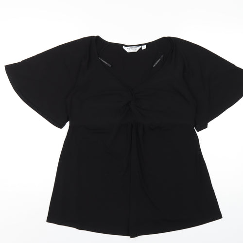 Dorothy Perkins Womens Black Polyester Basic T-Shirt Size 12 V-Neck