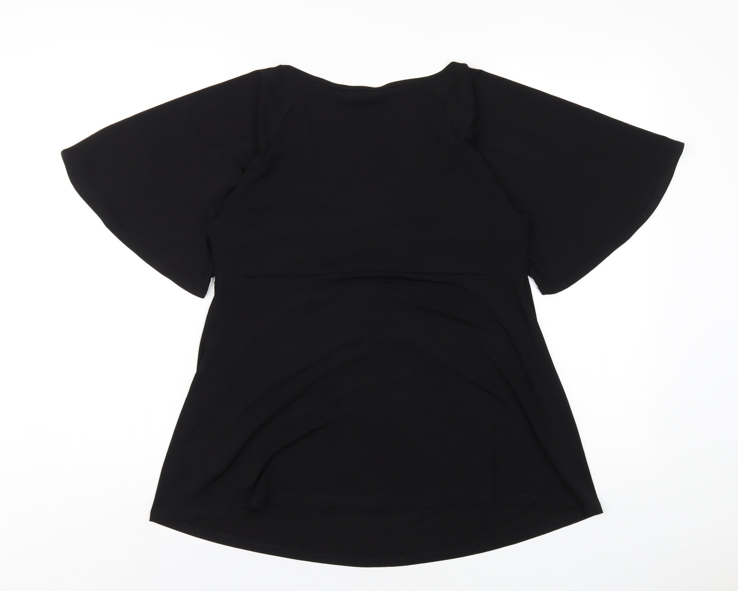 Dorothy Perkins Womens Black Polyester Basic T-Shirt Size 12 V-Neck