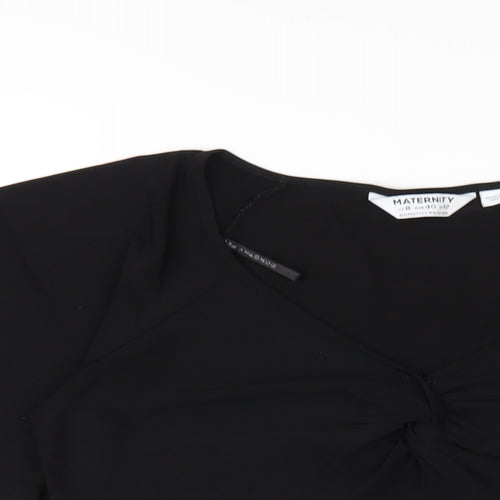 Dorothy Perkins Womens Black Polyester Basic T-Shirt Size 12 V-Neck
