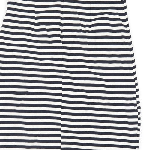 Jane Norman Womens Blue Striped Polyester Straight & Pencil Skirt Size 24 in Zip