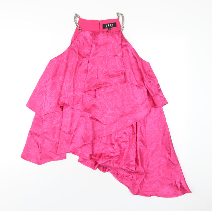 Julien Macdonald Womens Pink Polyester Camisole T-Shirt Size 12 Square Neck