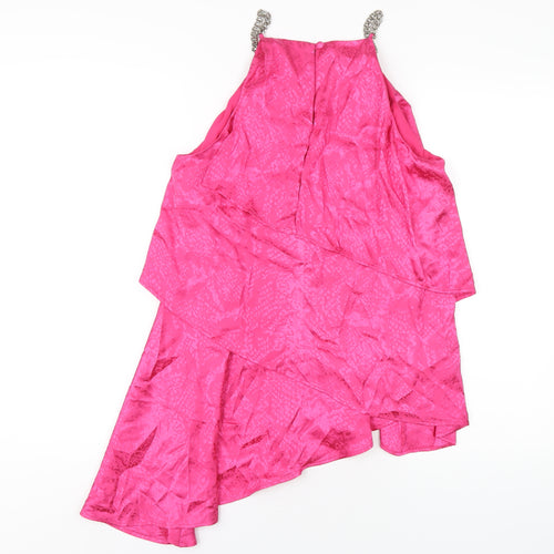 Julien Macdonald Womens Pink Polyester Camisole T-Shirt Size 12 Square Neck