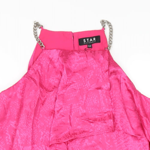 Julien Macdonald Womens Pink Polyester Camisole T-Shirt Size 12 Square Neck
