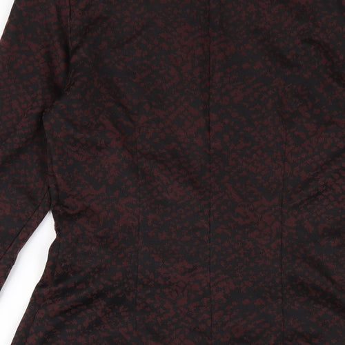 M&Co Womens Red Geometric Polyester A-Line Size 12 Round Neck Zip