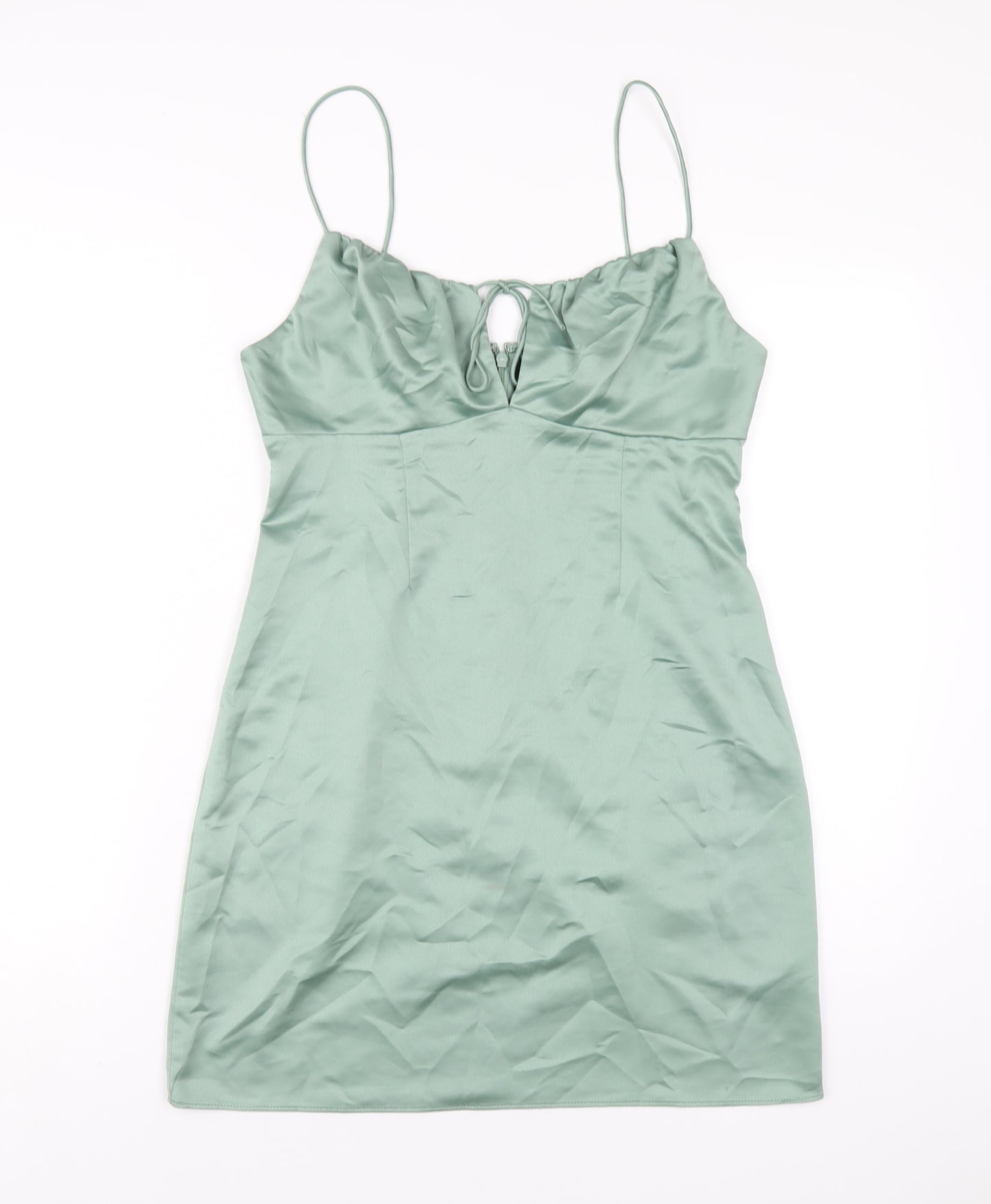 Topshop Womens Green Polyester A-Line Size 12 Scoop Neck Zip