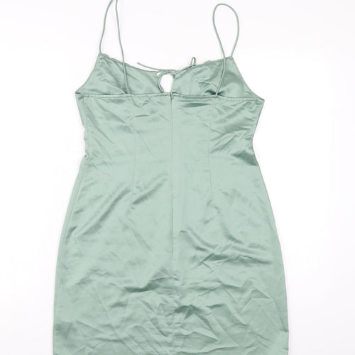 Topshop Womens Green Polyester A-Line Size 12 Scoop Neck Zip