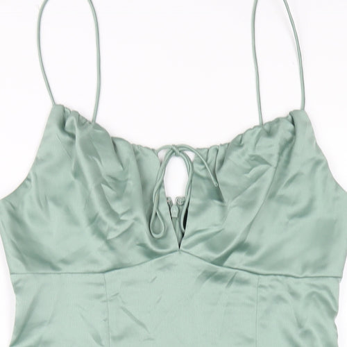 Topshop Womens Green Polyester A-Line Size 12 Scoop Neck Zip
