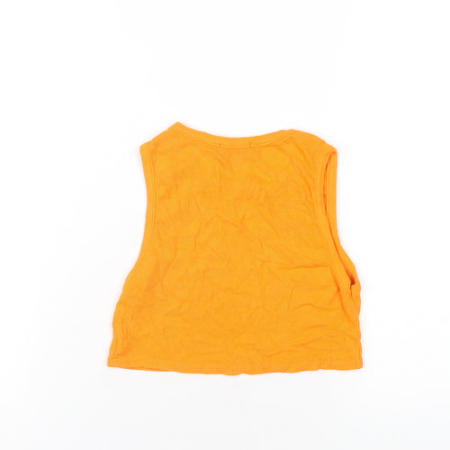PRETTYLITTLETHING Womens Orange Polyester Cropped Tank Size 6 Round Neck