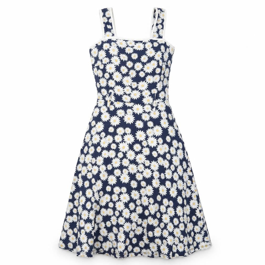 Dorothy Perkins Womens Blue Floral Cotton A-Line Size 6 Square Neck Pullover