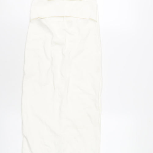 Zara Womens White Viscose Bodycon Size S Square Neck Pullover