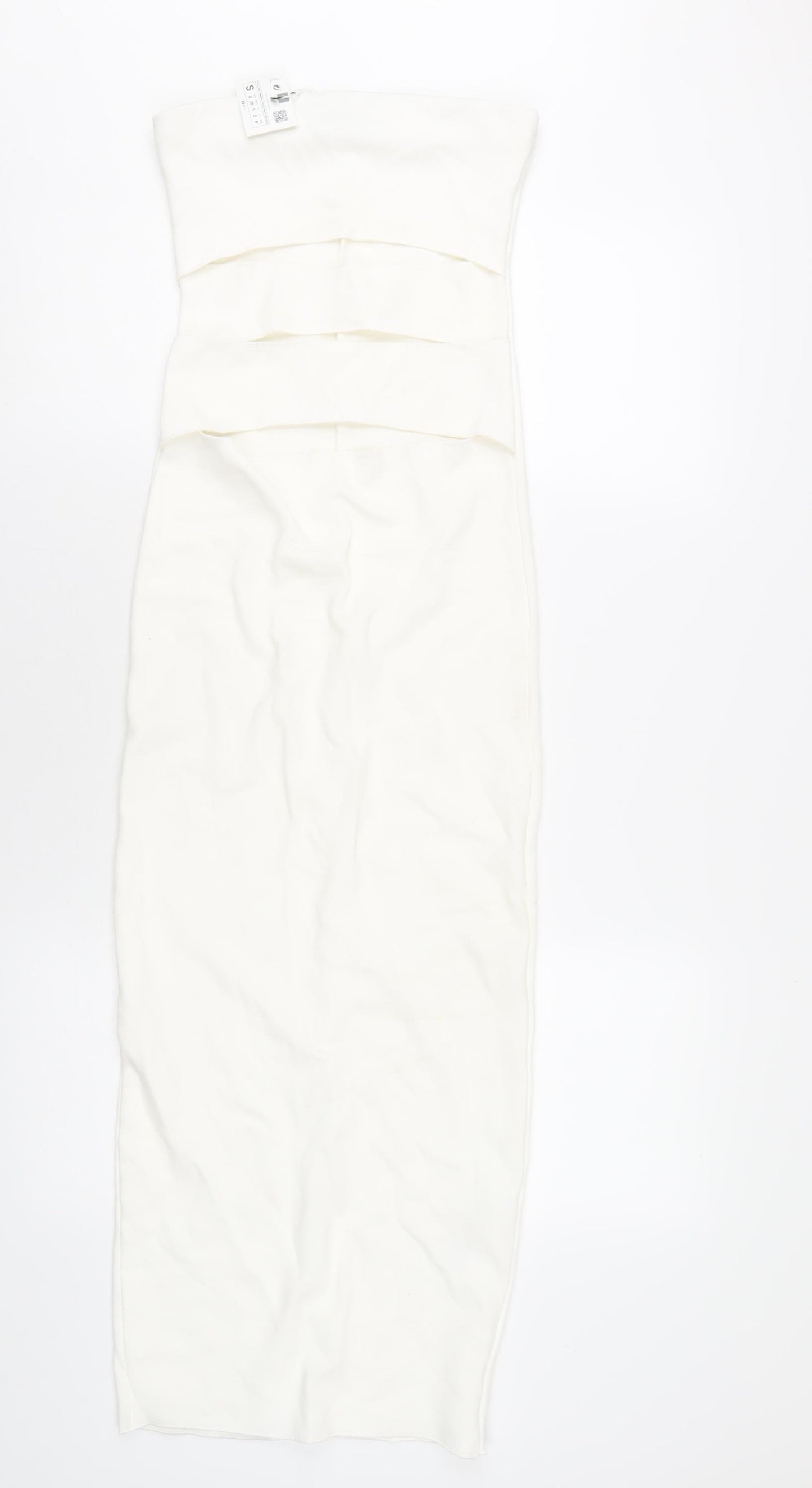 Zara Womens White Viscose Bodycon Size S Square Neck Pullover