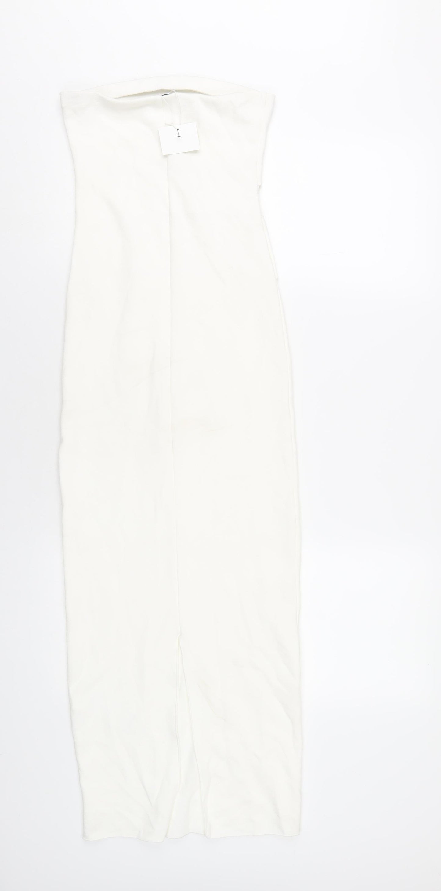 Zara Womens White Viscose Bodycon Size S Square Neck Pullover