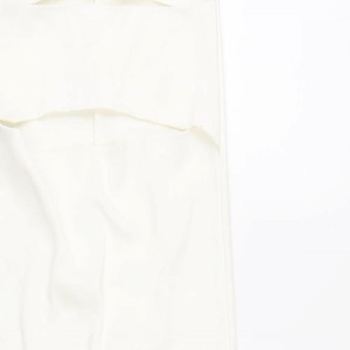 Zara Womens White Viscose Bodycon Size S Square Neck Pullover